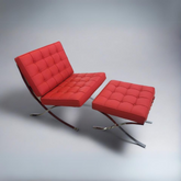 Mies Barcelona Pavilion Chair with Footrest | Red